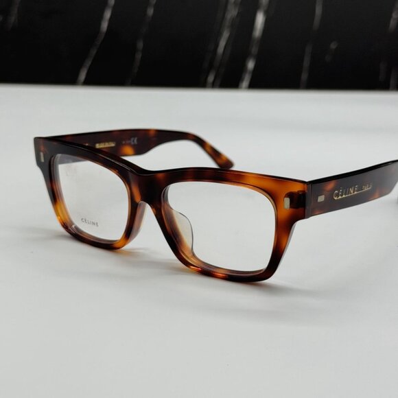 NEW CELINE CL50011F 054 BROWN HAVANA SQUARE WOMEN CELINE EYEGLASSES - Picture 7 of 10